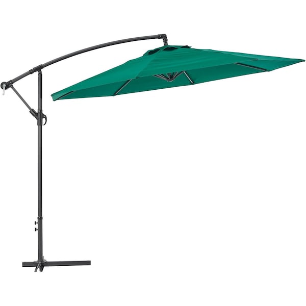 Global Industrial Cantilever Umbrella w/ Crank, Tilt & Cross Brace, Olefin Fabric, 10'W, Green 436972GN - main